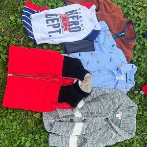 2T carters shirts/PJs and one cat and jack sweater bundle